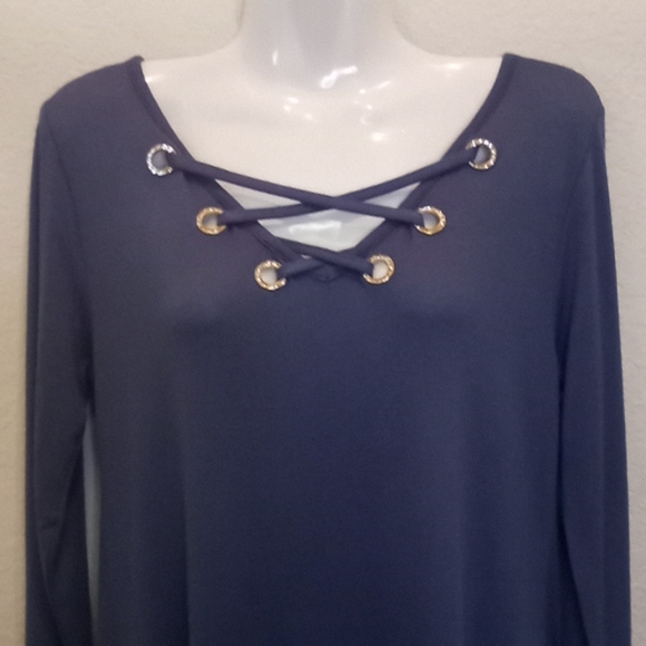 Belle by Belldini Blue Bling Tunic Top - Picture 3 of 13